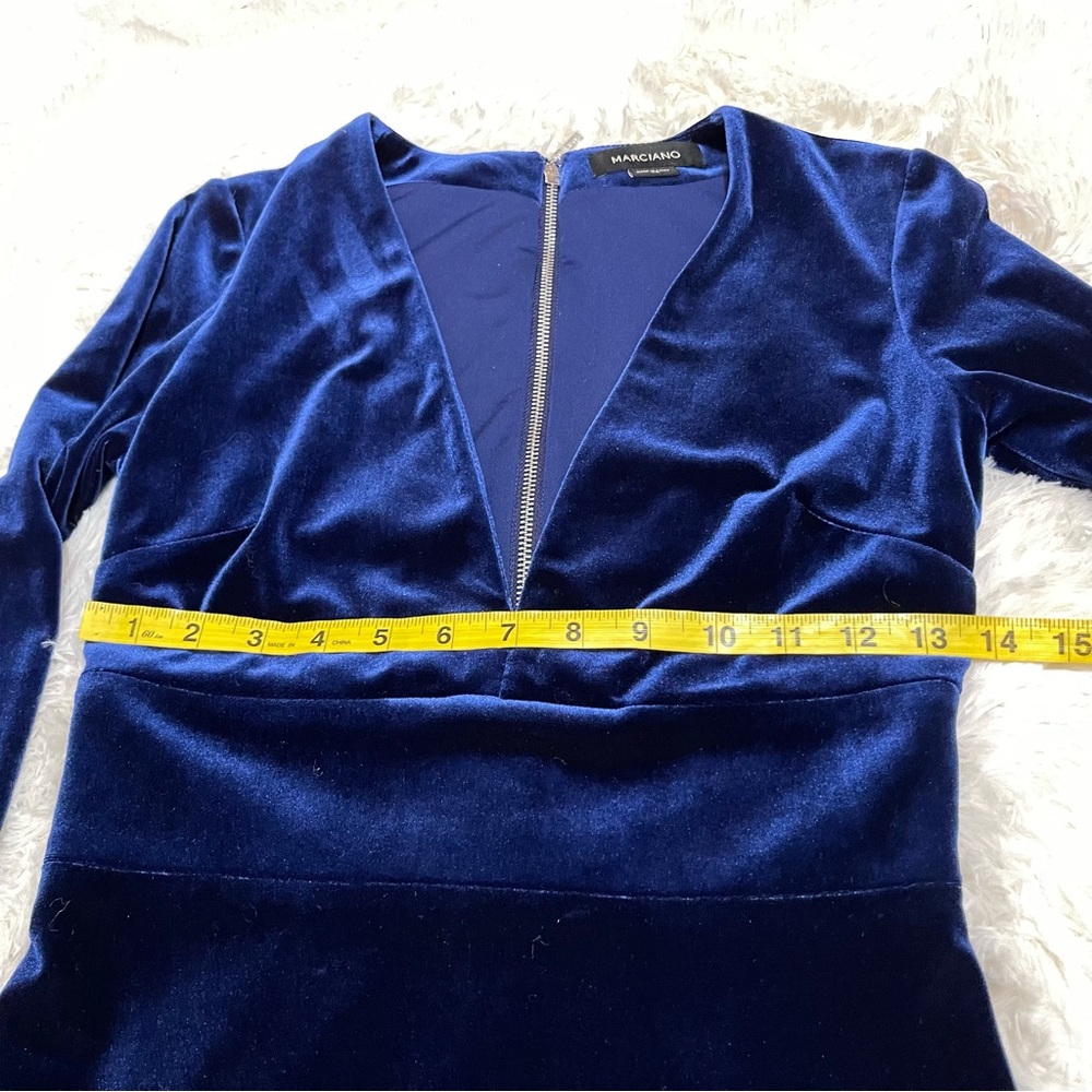 Marciano Royal Blue Velvet Fabiola Long Sleeve Dress size XS - Picture 8 of 13